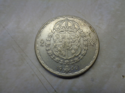Ruotsi 2 kruunua 1950 hopeaa