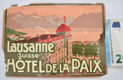 MatkalaukkuMerkki Tarra Hotel Lausanne de la Paix 1950-l