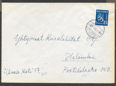 Postilähetys - Yl.m. 15mk (LAPE 352) Sääksjärvi as 10.3.1949