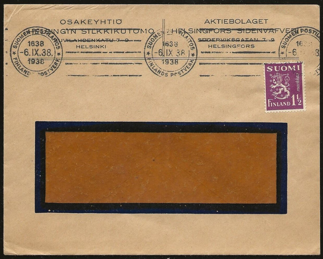 Viestillinen No 6a Helsinki (1938) Suomen Postilaitos