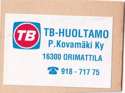 Orimattila, TB-Huoltamo P. Kovamäki Ky   b432