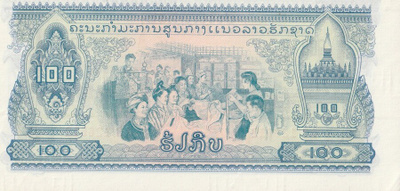 Laos 100 kipin pakkasileä seteli.