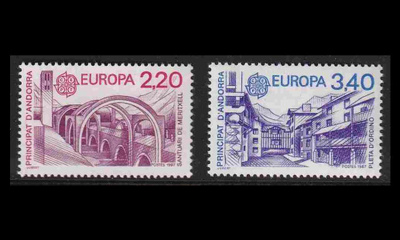 Andorra Fr 379-80 ** Europa moderni arkkitehtuuri (1987)
