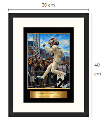 Uusi Lewis Hamilton F1 art print kehystetty 30 cm x 40 cm