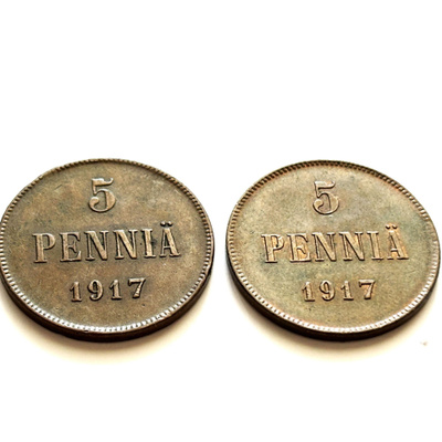 5 penniä 1917 I ja 1917 II