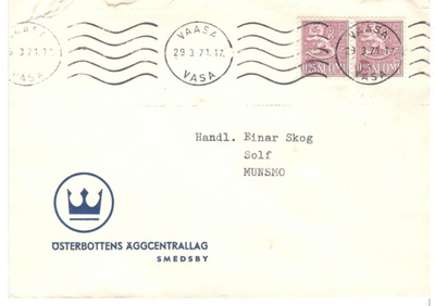 Smedsby/Vaasa,  v. 1971  firmakuori kotiseutukeräilijälle