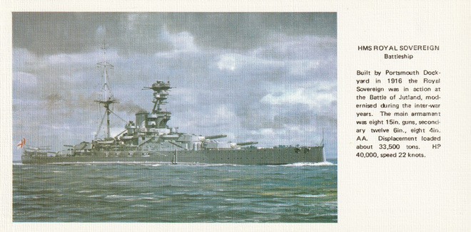 LAIVAKORTTI - TAISTELULAIVA HMS SOVEREIGN