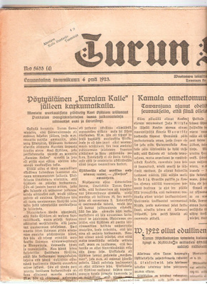 Turun Sanomat, yli satavuotias, 8 sivua.