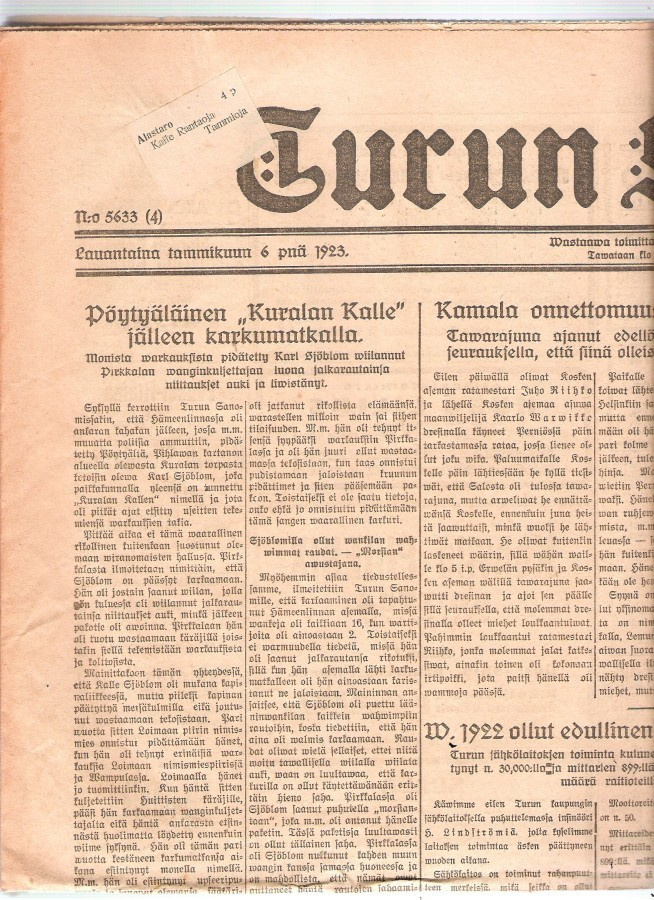 Turun Sanomat, yli satavuotias, 8 sivua.