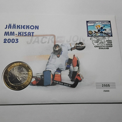 Suomi 5 euro 2003 BU jääkiekon MM-kisat rahakirje