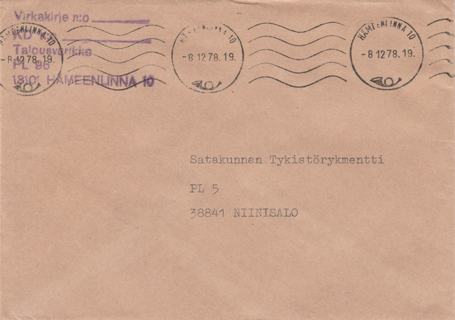Sotilaspostia, TALOUSVARIKKO, Hämeenlinna 10