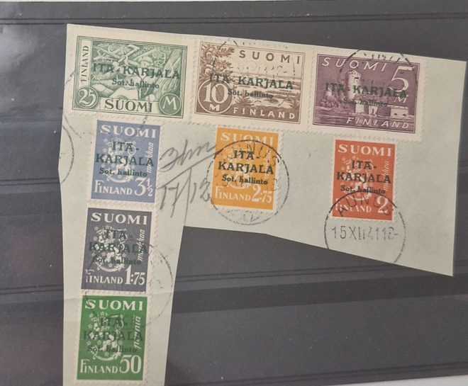 1941 ITÄ-KARJALA VIHREÄ LISÄPAINAMA SARJA LEIMATTUNA