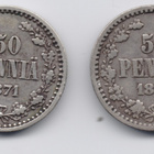 50 penniä 1871 tyyppi 1.1 kl7 ja tyyppi 1.2 kl6/5 - pikkukuva 1