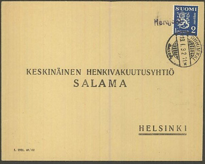 M30 1930 2 mk kirje - Herajoki