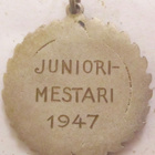 VANHA Merkki Jetoni Urheilu SV Mestari Messinkiä Emali 1947 - pikkukuva 2