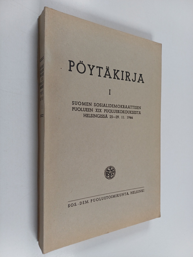 Pöytäkirja I Suomen sosialidemokraattisen puolueen XIX pu...
