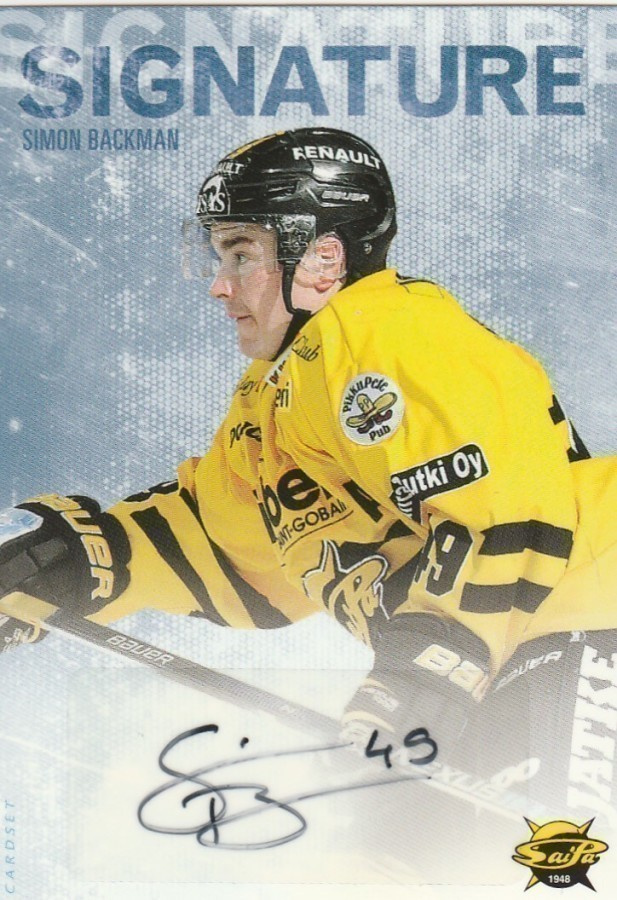 2016/17 Cardset Signature Simon Backman , Saipa