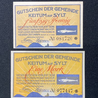 2 kpl Notgeld Keitum auf Sylt 15.4.1920.