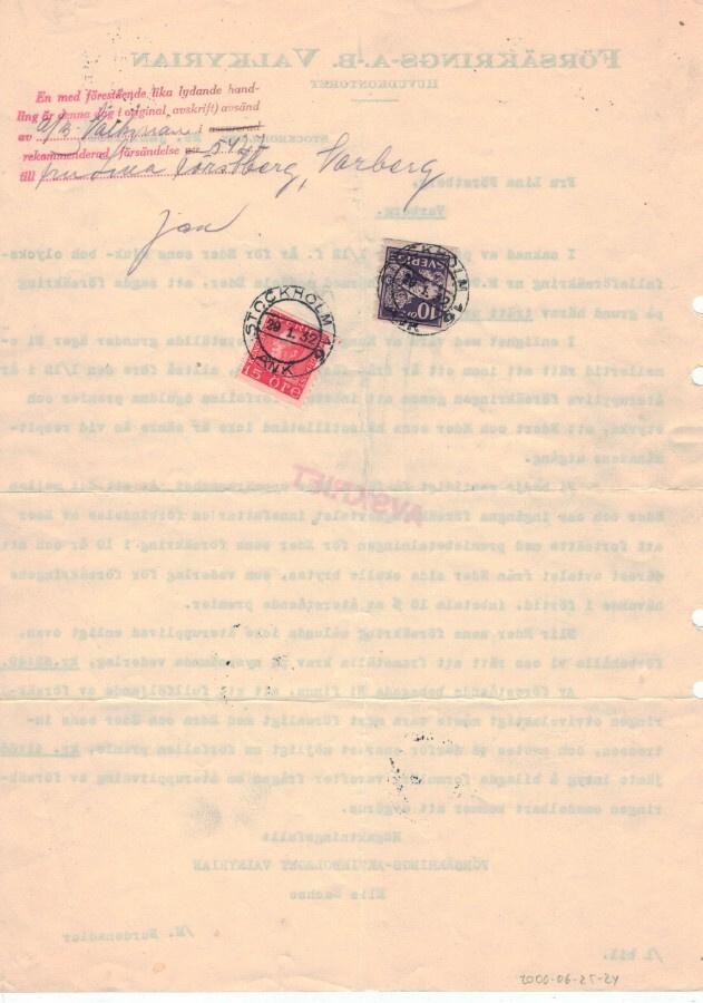 Ruotsi Mi 1932 asakirjan oikeaksi todistaminen