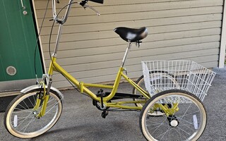 Aikuisten kolmipyörä korilla