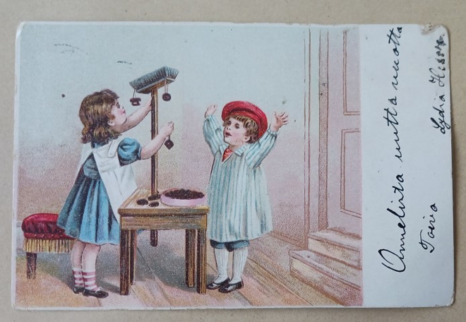 Lapset koristavat harjan joulukuuseksi, p. 1904