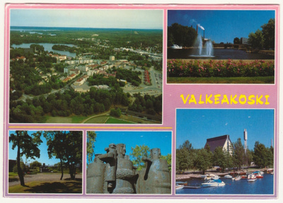 Valkeakoski monikuvakortti ilmakuva yms 1993