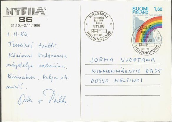 1986 yhteistyötä filatelian alalla