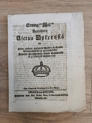 Vuodelta 1735: Asetus dykerijstä