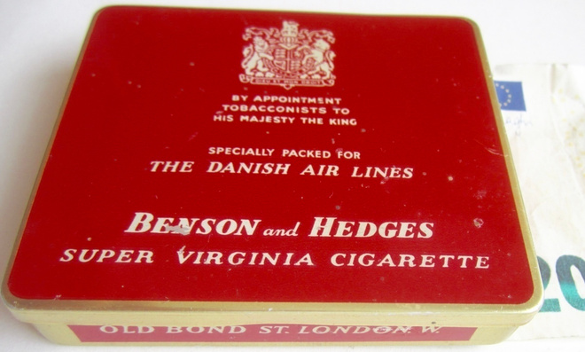 VANHA Tupakka Aski Benson Hedges Danish Air Lines Lentoyhtiö
