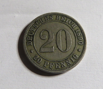 Saksa/Empire 20 pfennig, 1890 A