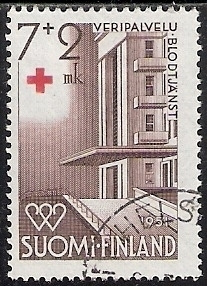 1950 Punainen Risti 7 mk + 2 mk leimattu LaPe 392