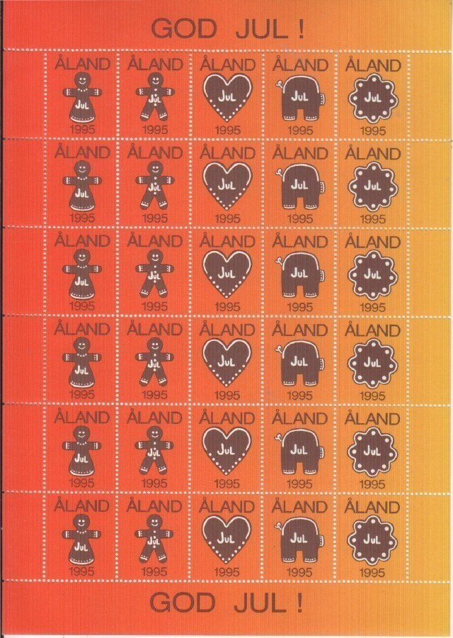 Åland 1995  Joulumerkkien arkki