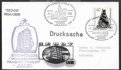 Postilähetys - BRD - Hamburg 1982 + laivaleima Sedow