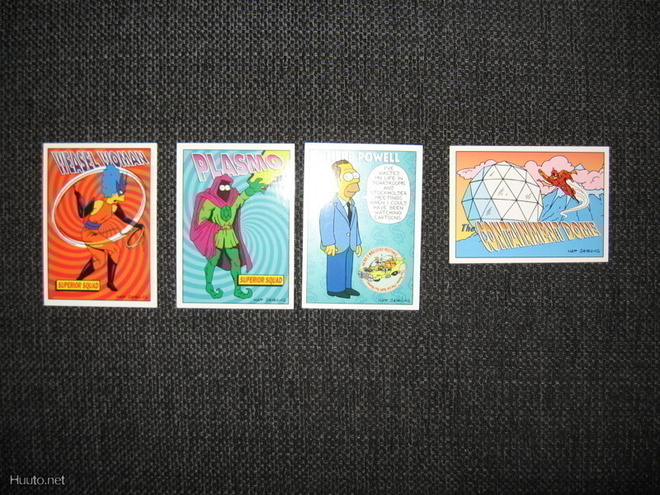 radioactive man keräilykortteja 3 kpl + 1 simpson kortti
