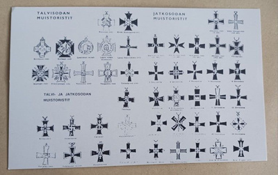 Talvisodan ja jatkosodan muistoristit nimityksineen, ei p.