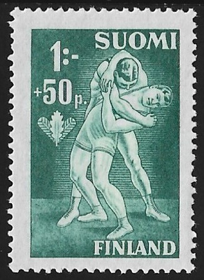 1945 Urheilumerkkejä Paini 1 mk + 50 p ** LaPe 286