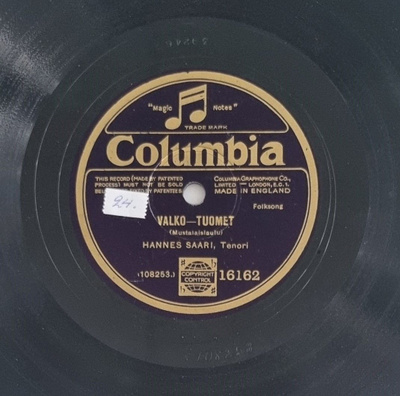Savikiekko 1927 - Hannes Saari - Columbia 16162