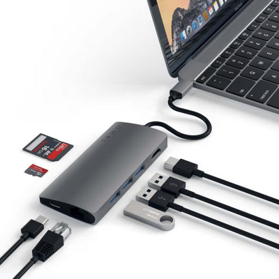 Satechi USB-C-Hub, 6 porttia, muistikortinlukijat SIS POSTI