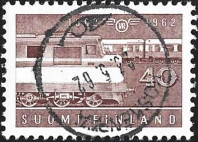 1962 Rautatie 100 vuotta 40 mk leimattu LaPe 545