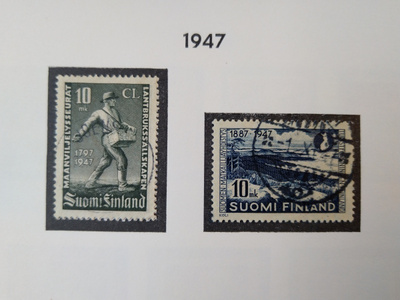1947 Suomi postimerkki 2 kpl