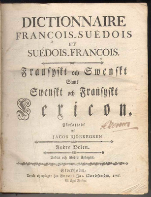 Dictionnaire françois-suédois et suédois-françois 2-3 (1794-