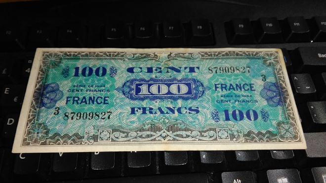 France Ranska 100 Francs 1944 Military VF