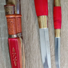 Härmän puukko kaksineuvoinen punainen messinki - pikkukuva 1