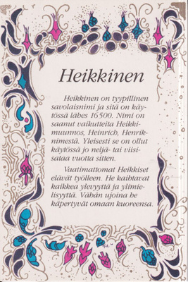 Heikkinen, nimikortti .  e204