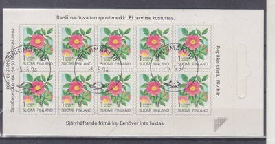 1994 1 lk tarrapostimerkkiarkki leimattuna.