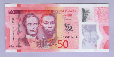 Jamaica 50 Dollars v.2022 UNC P-96 Polymer (Comm.)
