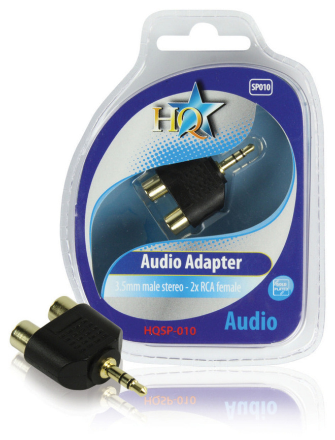 3.5mm uros 2x RCA naaras adapteri (UUSI)
