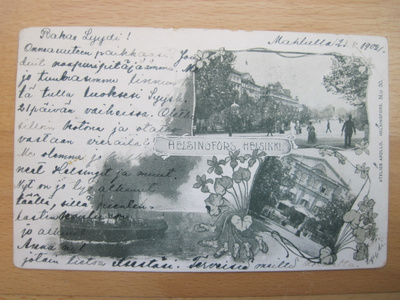 Postikortti Helsinki 1902 Laiva ym Jugend Paljon Leimoja