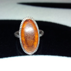 Vintage desing Venäläinen Hopea Meripihka sormus Amber 875 - pikkukuva 2