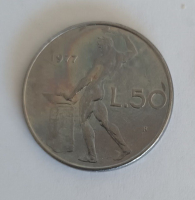 Italia 50 liiraa1977 R, 2 kuvaa